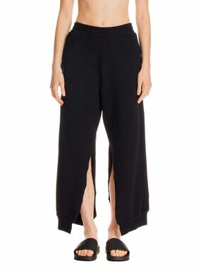 MM6 Maison Martin Margiela Black Wide-Leg Split Front Sweatpants